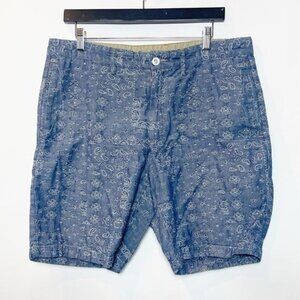 Robert Graham Paisley Chambray Denim Shorts Mens Size 36 Classic Fit Designer